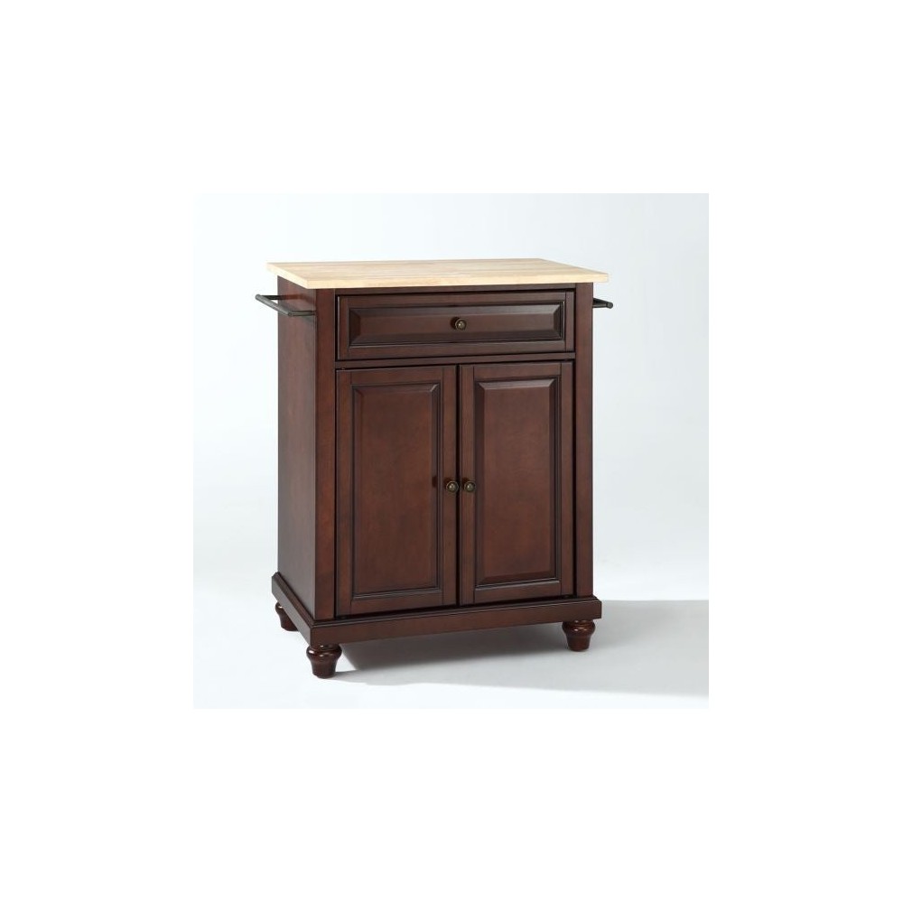 Cambridge Wood Top Portable Kitchen Island/Cart Mahogany/Natural