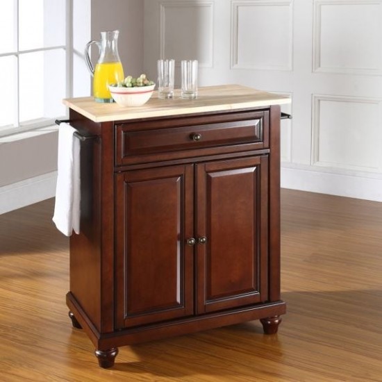 Cambridge Wood Top Portable Kitchen Island/Cart Mahogany/Natural