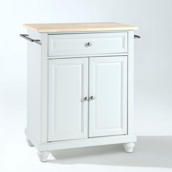 Cambridge Wood Top Portable Kitchen Island/Cart White/Natural