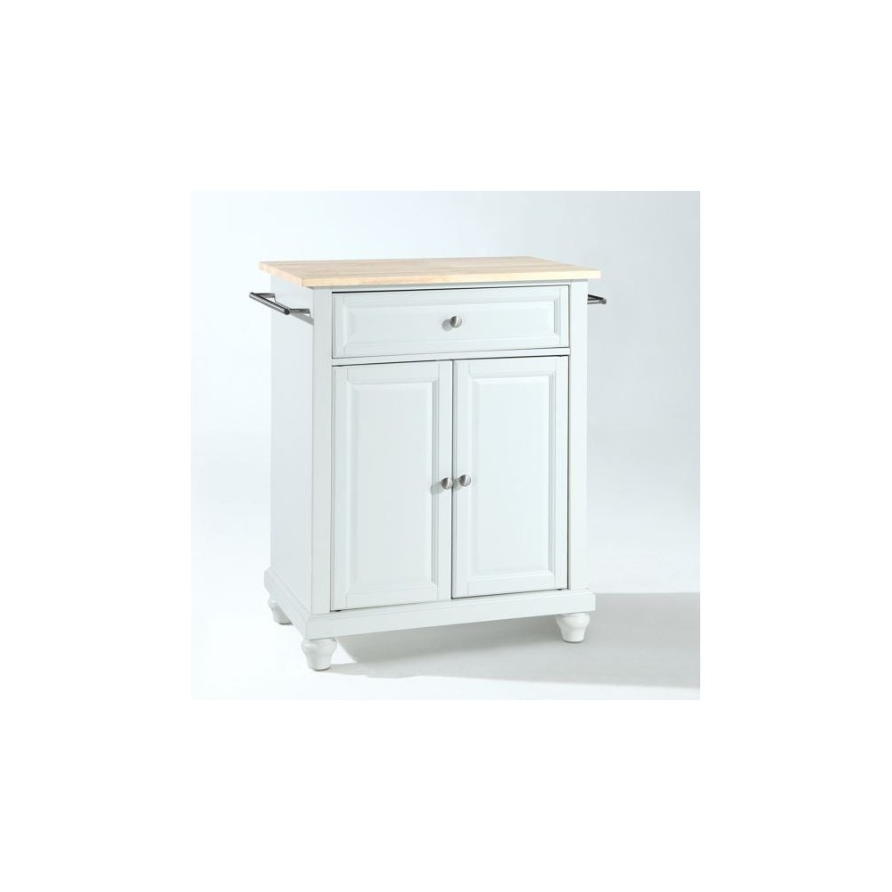 Cambridge Wood Top Portable Kitchen Island/Cart White/Natural