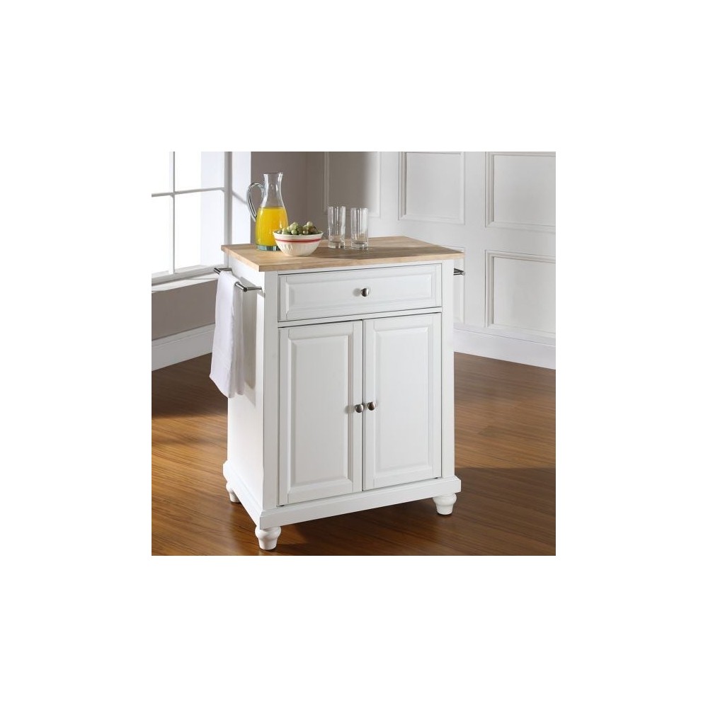 Cambridge Wood Top Portable Kitchen Island/Cart White/Natural