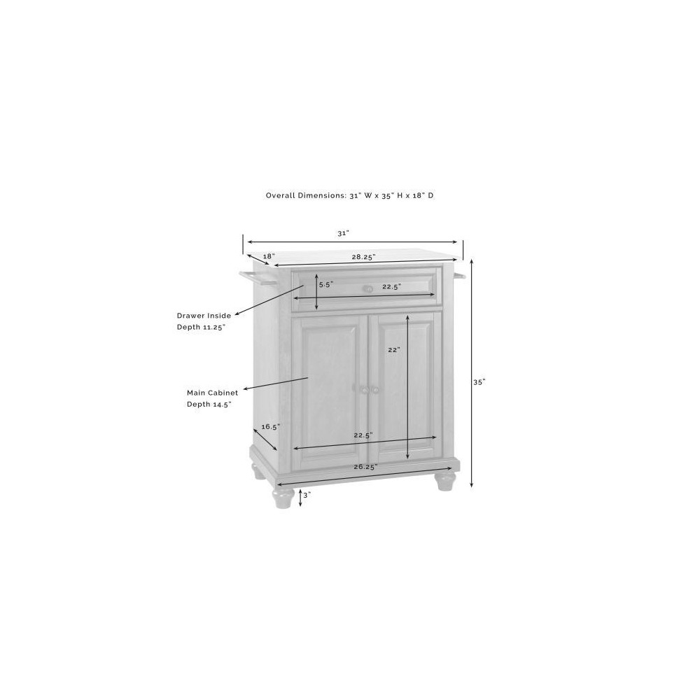 Cambridge Wood Top Portable Kitchen Island/Cart White/Natural