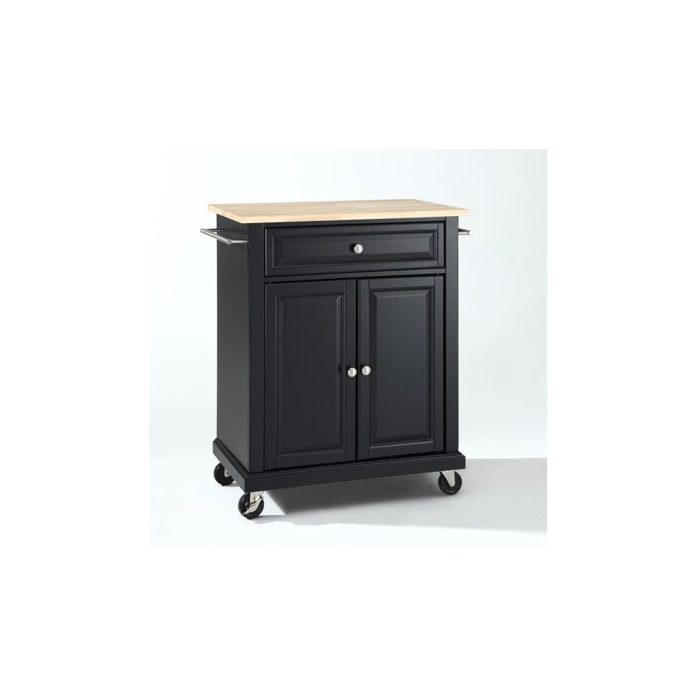 Compact Wood Top Kitchen Cart Black/Natural