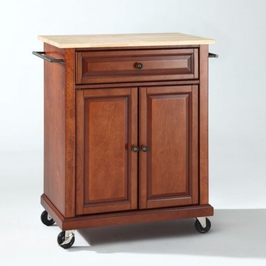 Compact Wood Top Kitchen Cart Cherry/Natural