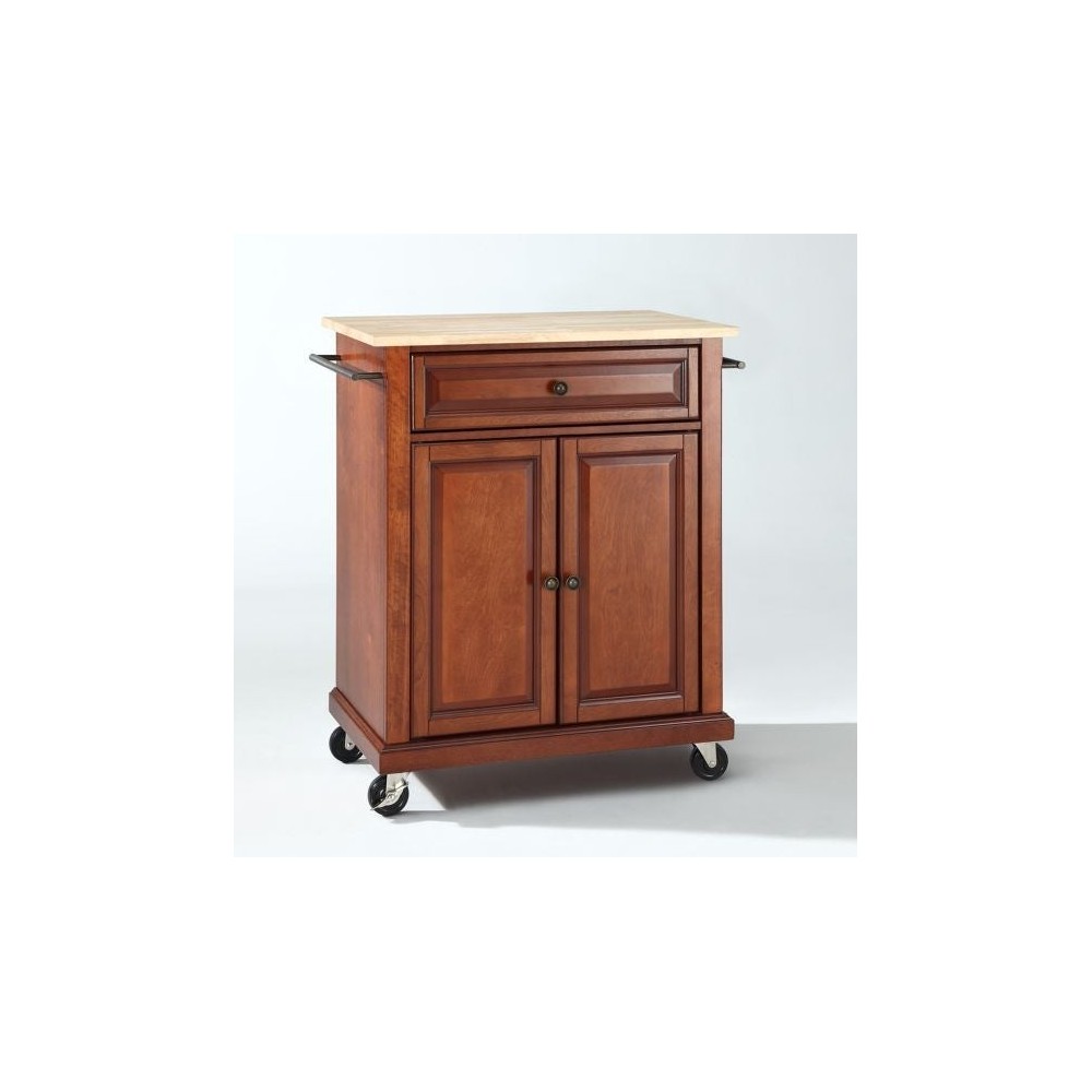 Compact Wood Top Kitchen Cart Cherry/Natural