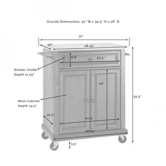 Compact Wood Top Kitchen Cart Cherry/Natural