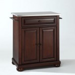 Alexandria Stainless Steel Top Portable Kitchen Island/Cart Mahogany