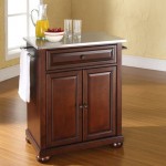 Alexandria Stainless Steel Top Portable Kitchen Island/Cart Mahogany