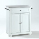 Alexandria Stainless Steel Top Portable Kitchen Island/Cart White