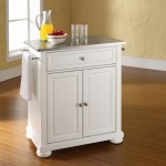 Alexandria Stainless Steel Top Portable Kitchen Island/Cart White