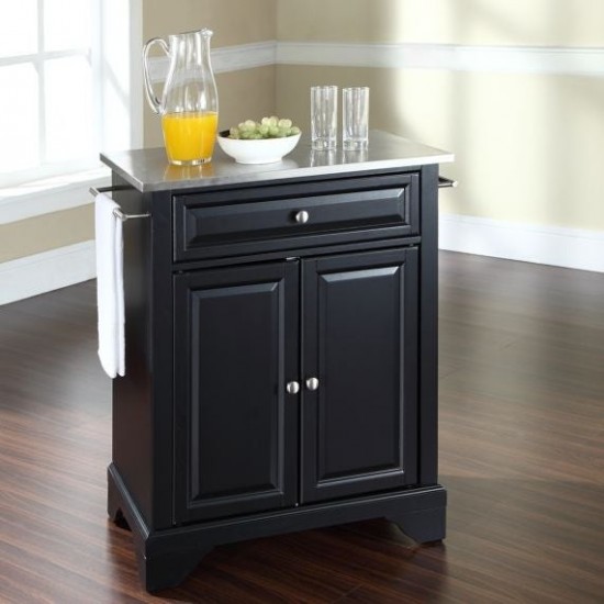 Lafayette Stainless Steel Top Portable Kitchen Island/Cart Black/Stainless Steel