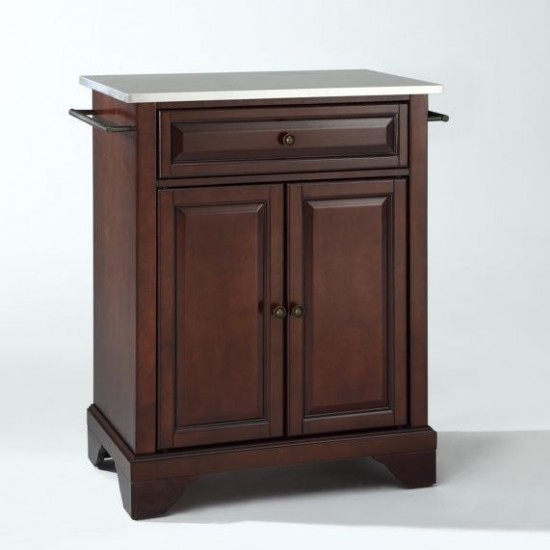 Lafayette Stainless Steel Top Portable Kitchen Island/Cart Mahogany