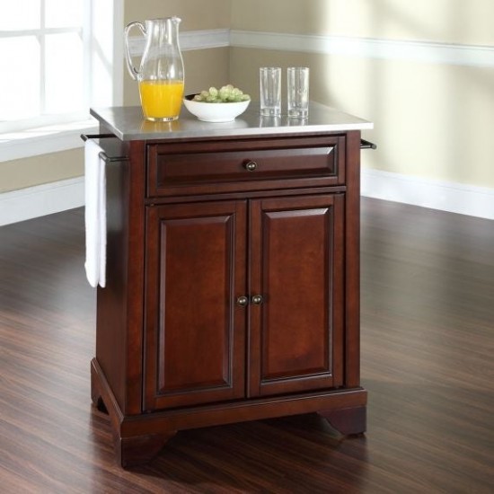 Lafayette Stainless Steel Top Portable Kitchen Island/Cart Mahogany