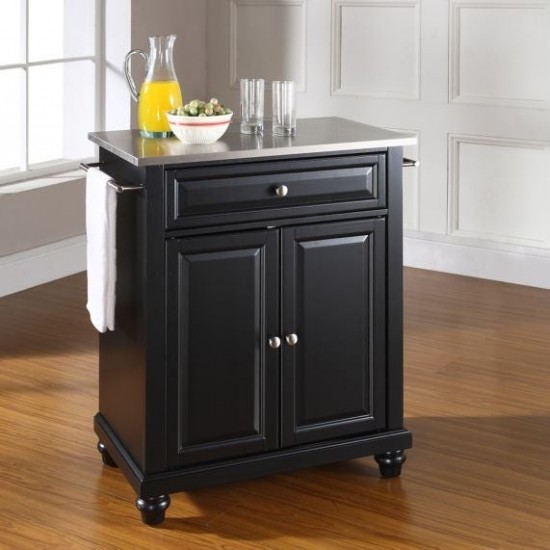 Cambridge Stainless Steel Top Portable Kitchen Island/Cart Black/Stainless Steel