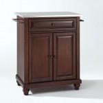 Cambridge Stainless Steel Top Portable Kitchen Island/Cart Mahogany