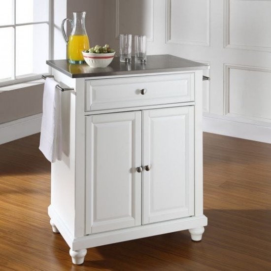 Cambridge Stainless Steel Top Portable Kitchen Island/Cart White/Stainless Steel