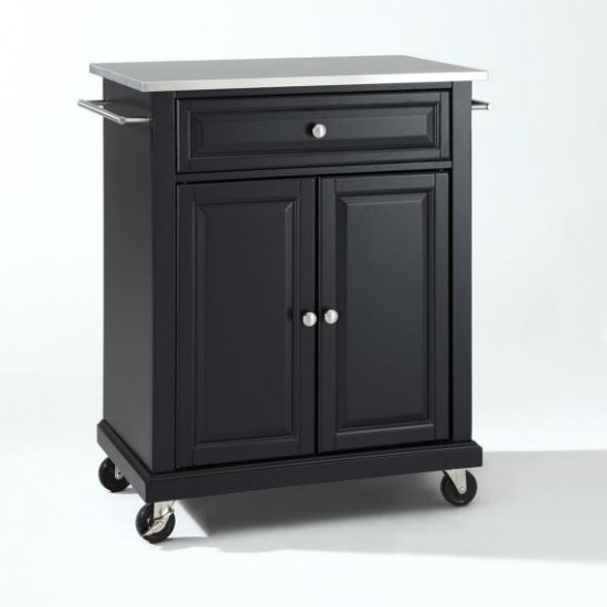 Compact Stainless Steel Top Kitchen Cart Black/Stainless Steel