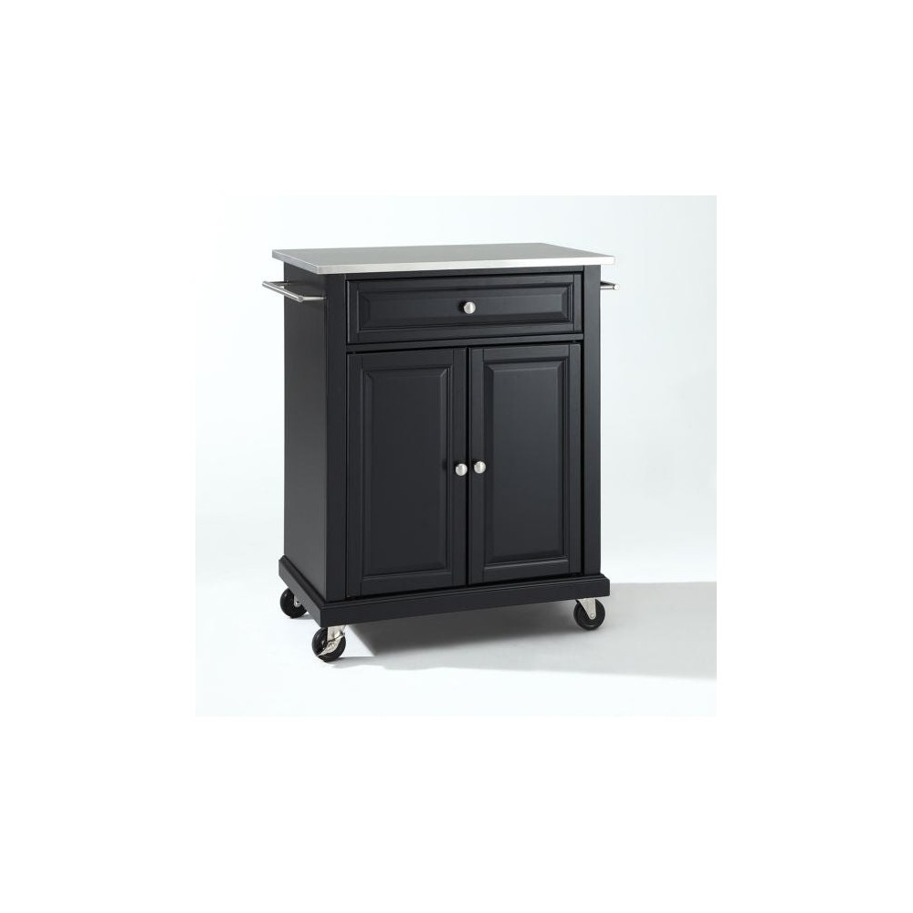 Compact Stainless Steel Top Kitchen Cart Black/Stainless Steel