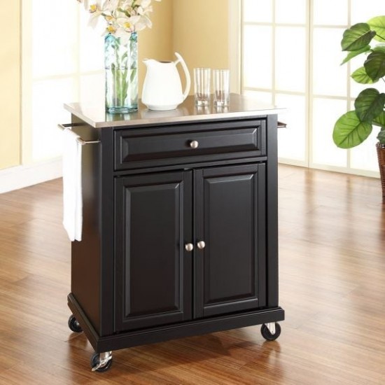 Compact Stainless Steel Top Kitchen Cart Black/Stainless Steel