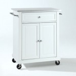 Compact Stainless Steel Top Kitchen Cart White/Stainless Steel