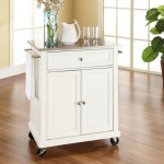 Compact Stainless Steel Top Kitchen Cart White/Stainless Steel