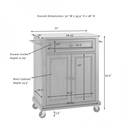 Compact Stainless Steel Top Kitchen Cart White/Stainless Steel