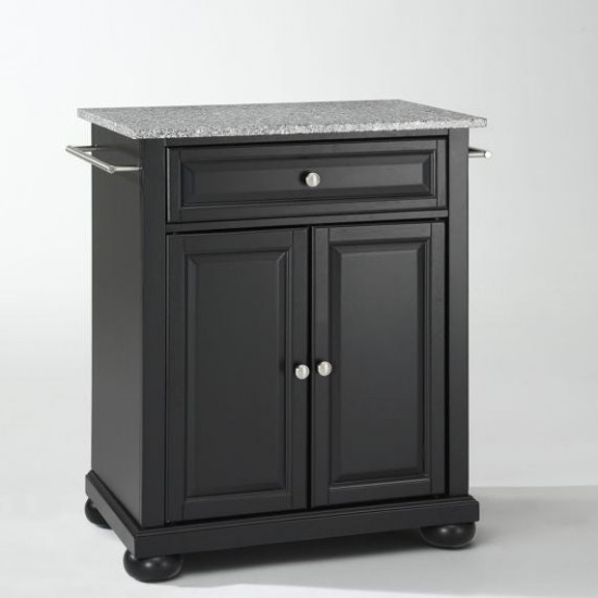 Alexandria Granite Top Portable Kitchen Island/Cart Black/Gray