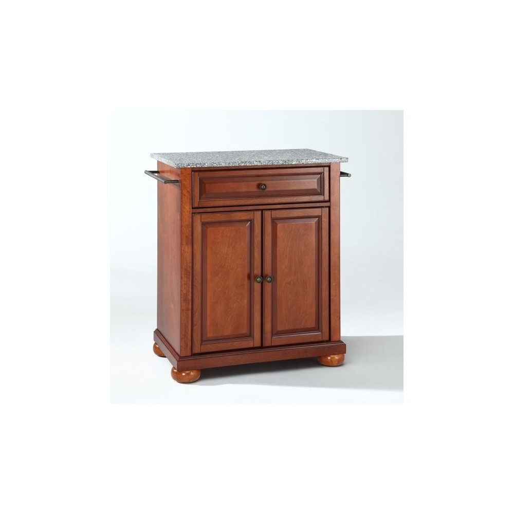 Alexandria Granite Top Portable Kitchen Island/Cart Cherry/Gray Alexandria Granite Top Portable Kitchen Island/Cart Cherry/Gray