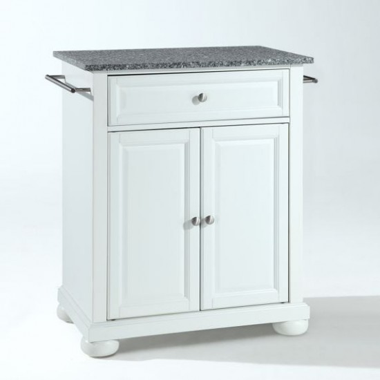 Alexandria Granite Top Portable Kitchen Island/Cart White/Gray