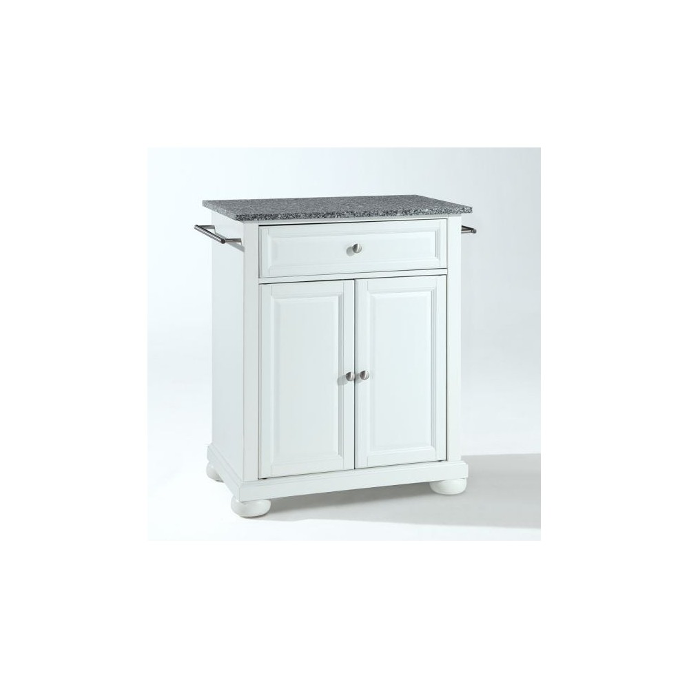 Alexandria Granite Top Portable Kitchen Island/Cart White/Gray