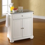 Alexandria Granite Top Portable Kitchen Island/Cart White/Gray