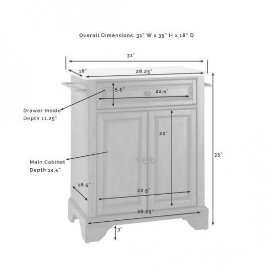 Lafayette Granite Top Portable Kitchen Island/Cart Black/Gray