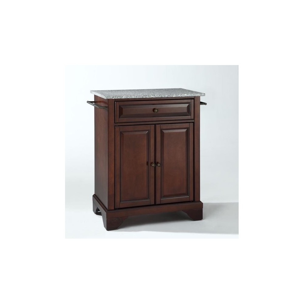 Lafayette Granite Top Portable Kitchen Island/Cart Mahogany/Gray