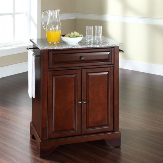 Lafayette Granite Top Portable Kitchen Island/Cart Mahogany/Gray