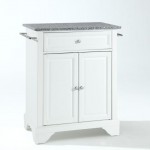 Lafayette Granite Top Portable Kitchen Island/Cart White/Gray