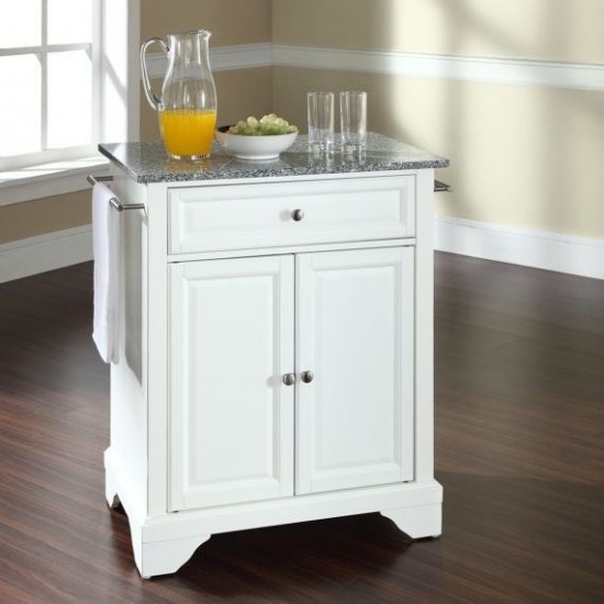 Lafayette Granite Top Portable Kitchen Island/Cart White/Gray