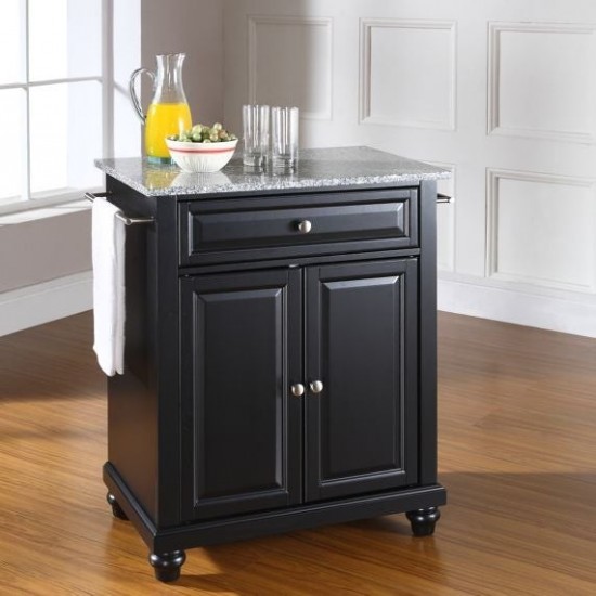 Cambridge Granite Top Portable Kitchen Island/Cart Black/Gray