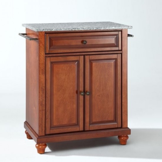 Cambridge Granite Top Portable Kitchen Island/Cart Cherry/Gray