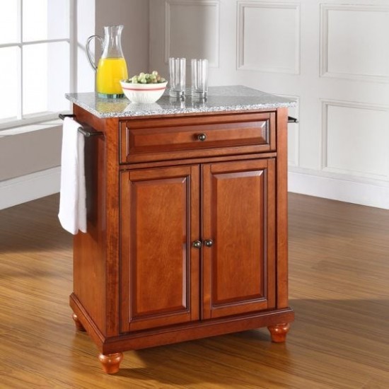 Cambridge Granite Top Portable Kitchen Island/Cart Cherry/Gray