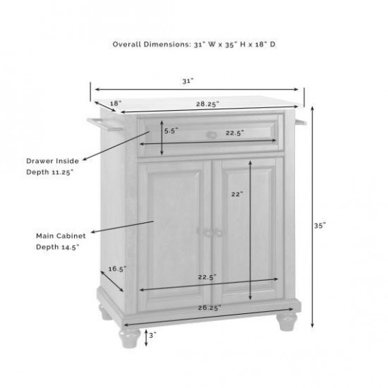 Cambridge Granite Top Portable Kitchen Island/Cart Mahogany/Gray