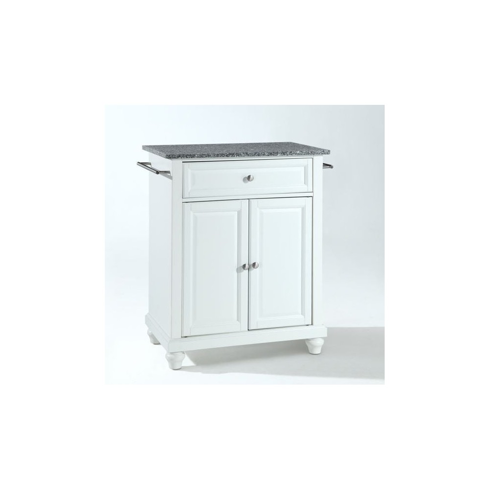 Cambridge Granite Top Portable Kitchen Island/Cart White/Gray