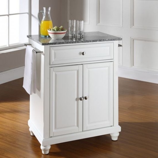 Cambridge Granite Top Portable Kitchen Island/Cart White/Gray