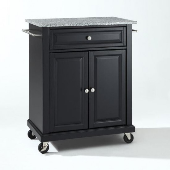 Compact Granite Top Kitchen Cart Black/Gray