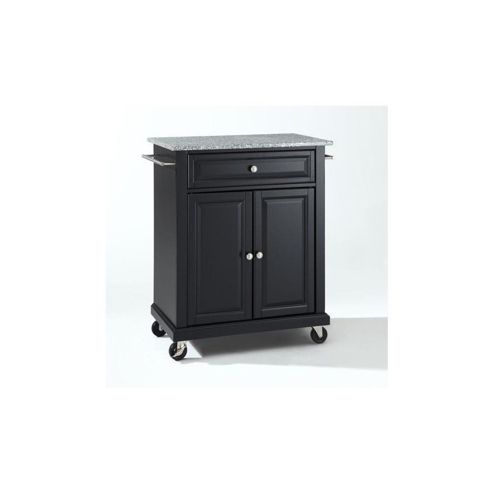 Compact Granite Top Kitchen Cart Black/Gray