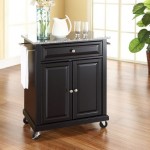 Compact Granite Top Kitchen Cart Black/Gray