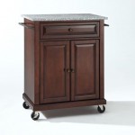 Compact Granite Top Kitchen Cart Mahogany/Gray