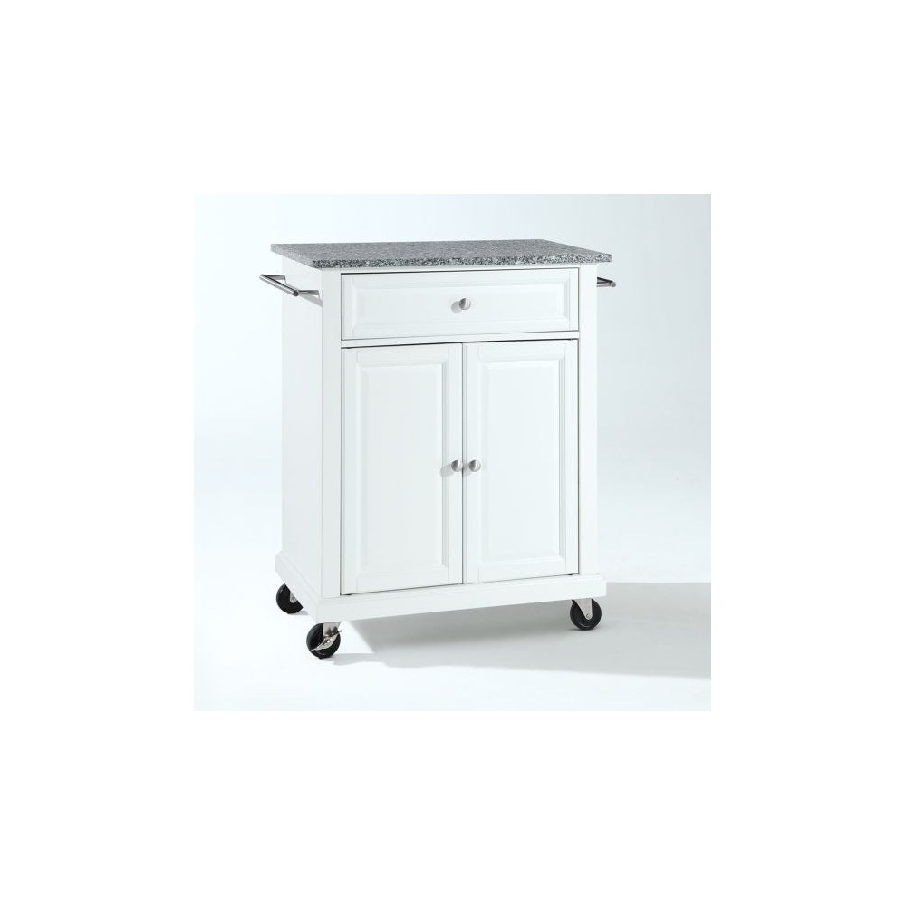 Compact Granite Top Kitchen Cart White/Gray