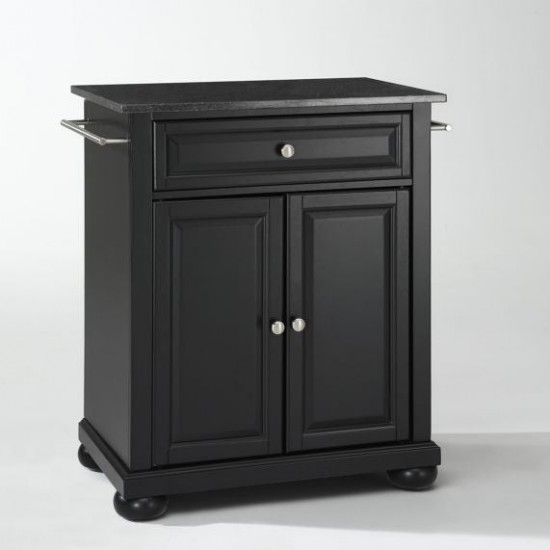 Alexandria Granite Top Portable Kitchen Island/Cart Black/Black