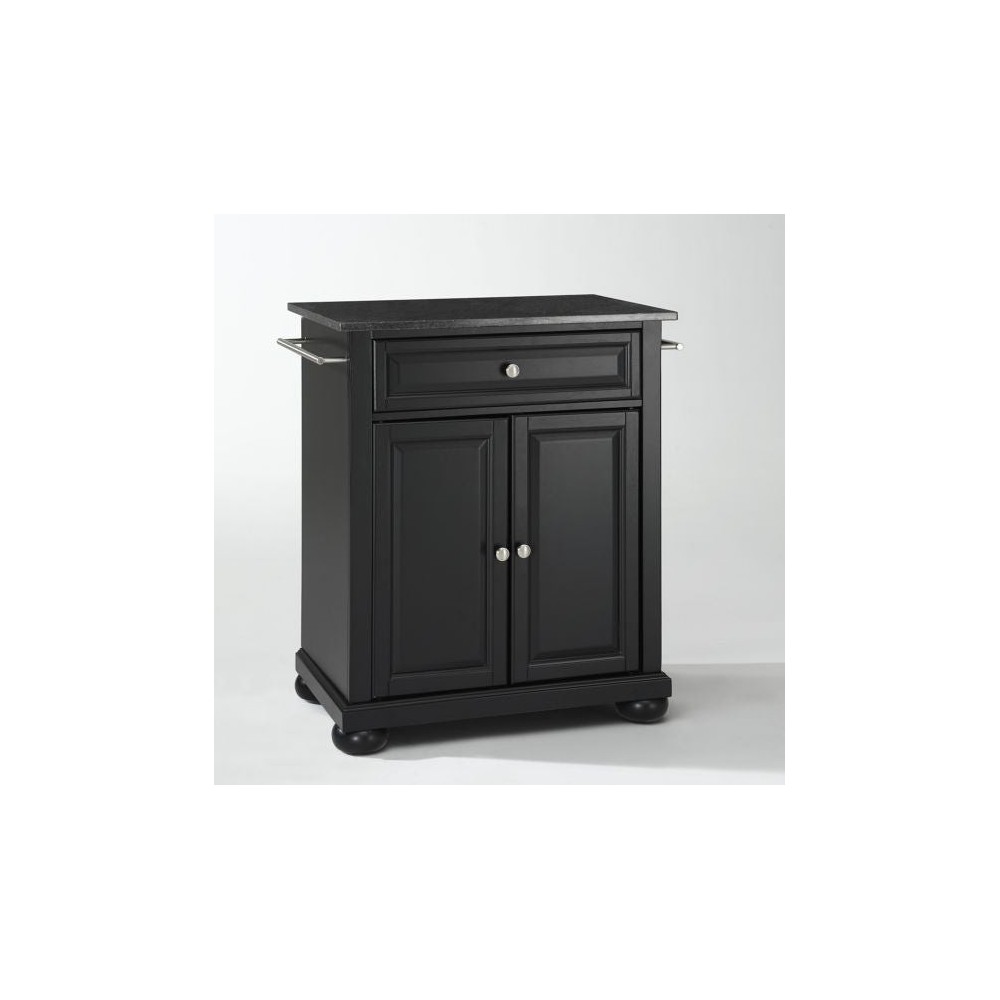 Alexandria Granite Top Portable Kitchen Island/Cart Black/Black