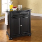 Alexandria Granite Top Portable Kitchen Island/Cart Black/Black